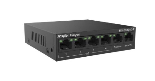 Ruijie-Reyee RG-ES106D-P 4-Port 10/100Mbps + 2 Uplink port 10/100Mbps Unmanaged PoE/PoE+ Switch