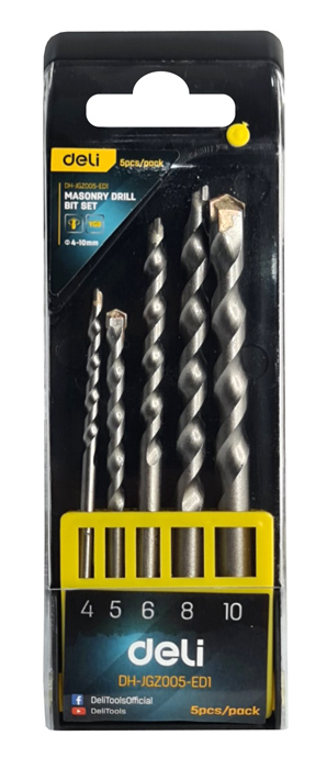 DELI DH-JGZ005-ED1 Σετ τρυπανιών τοιχοποιίας 4–10 mm, 5 τεμάχια DELI DH-JGZ005-ED1 Σετ τρυπανιών τοιχοποιίας 4–10 mm, 5 τεμάχια