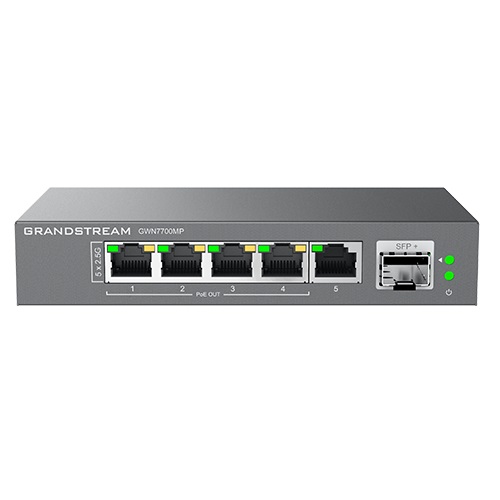 Grandstream GWN7700MP 5-Port Unmanaged 2.5G Multi-Gigabit Network PoE Switch,1 SFP+ Fiber Port