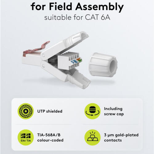 GOOBAY βύσμα RJ45 65942, CAT 6 UTP, tool-free, λευκό