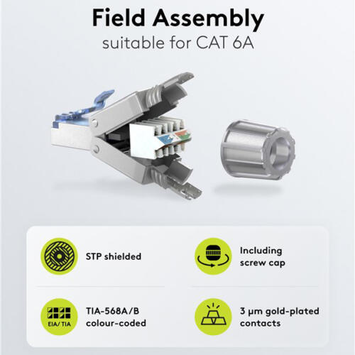 GOOBAY βύσμα RJ45 65939, CAT 6A STP, tool-free, ασημί