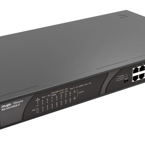 Ruijie-Reyee RG-ES118GS-P 16-Port Gigabit Unmanaged PoE/PoE+ Switch with 2 Gigabit SFP Uplink Ports