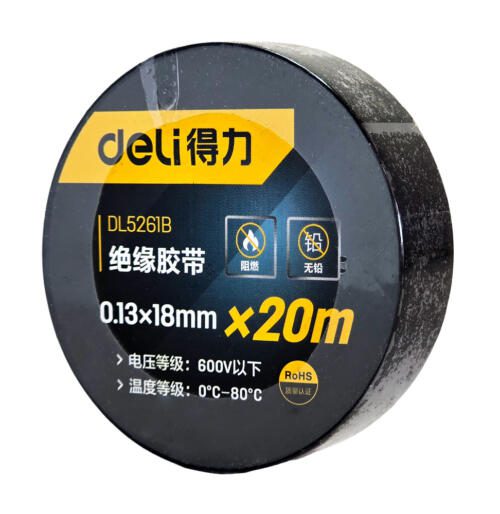 DL5261B.jpg Μαύρη μονωτική ταινία DELI DL5261B σε ρολό 18 mm × 20 m