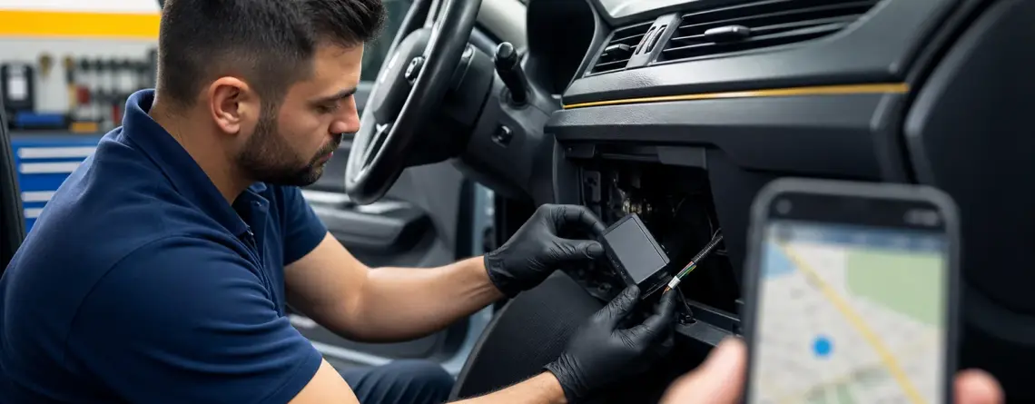 Επαγγελματική εγκατάσταση GPS tracker πίσω από το ταμπλό αυτοκινήτου