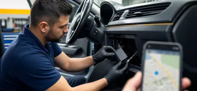 Επαγγελματική εγκατάσταση GPS tracker πίσω από το ταμπλό αυτοκινήτου