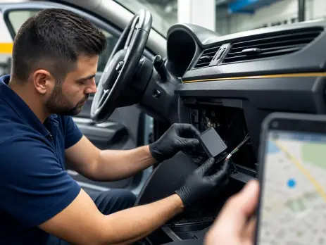 Επαγγελματική εγκατάσταση GPS tracker πίσω από το ταμπλό αυτοκινήτου