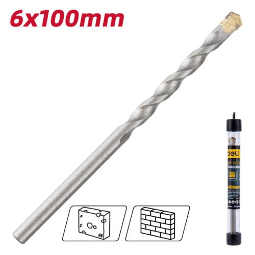 DELI DH-JGZ060-E1 Τρυπάνι τοιχοποιίας 6 × 100 mm — συσκευασία και διαστάσεις