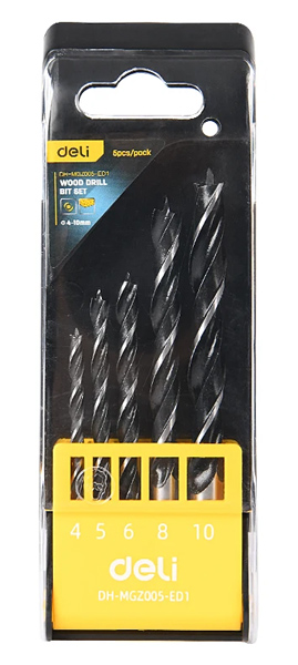 DELI DH-MGZ005-ED1 Σετ τρυπανιών ξύλου 4–10 mm, 5 τεμάχια DELI DH-MGZ005-ED1 Σετ τρυπανιών ξύλου 4–10 mm, 5 τεμάχια