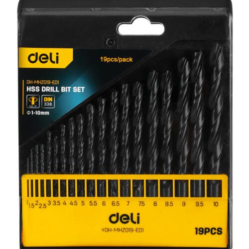 DELI DH-MHZ019-ED1 Σετ 19 τρυπανιών HSS για μέταλλο