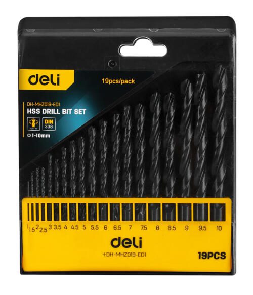 DELI DH-MHZ019-ED1 Σετ 19 τρυπανιών HSS για μέταλλο DELI DH-MHZ019-ED1 Σετ 19 τρυπανιών HSS για μέταλλο