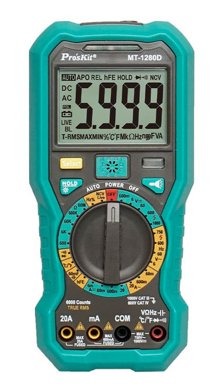 PROSKIT MT-1280D Πολύμετρο True RMS, 1000 V DC / 750 V AC PROSKIT MT-1280D Πολύμετρο True RMS, 1000 V DC / 750 V AC